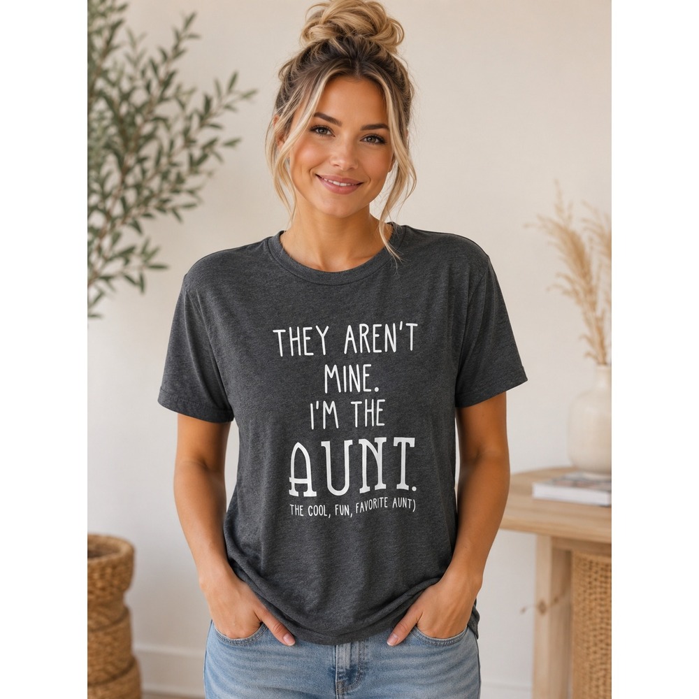 Bella+Canvas Funny Aunt Graphic T-Shirt Women's Medium Dark Heather Gray